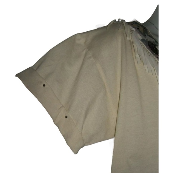 Joanie W Blouse Vintage 90's Western Fringe Studded Conche Aztec Cowgirl Boho L - Picture 5 of 10